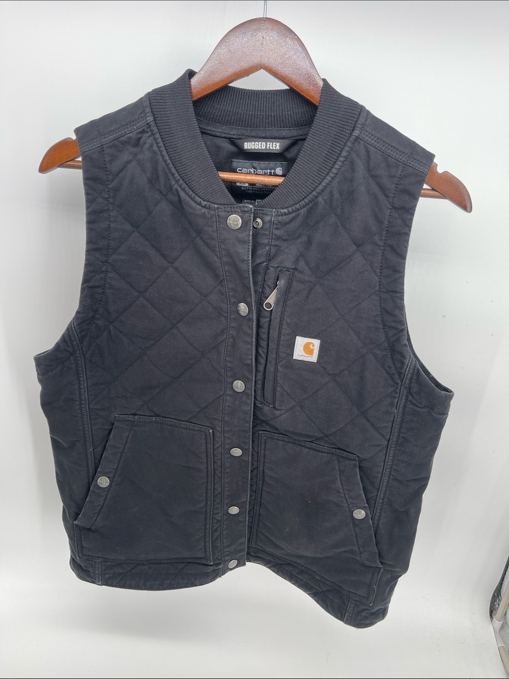 Carhartt Women’s Rugged Flex Relaxed Fit Canvas InsulatedRib Collar Black Vest M